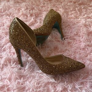 Betsey Johnson Gold Rhinestone Heels